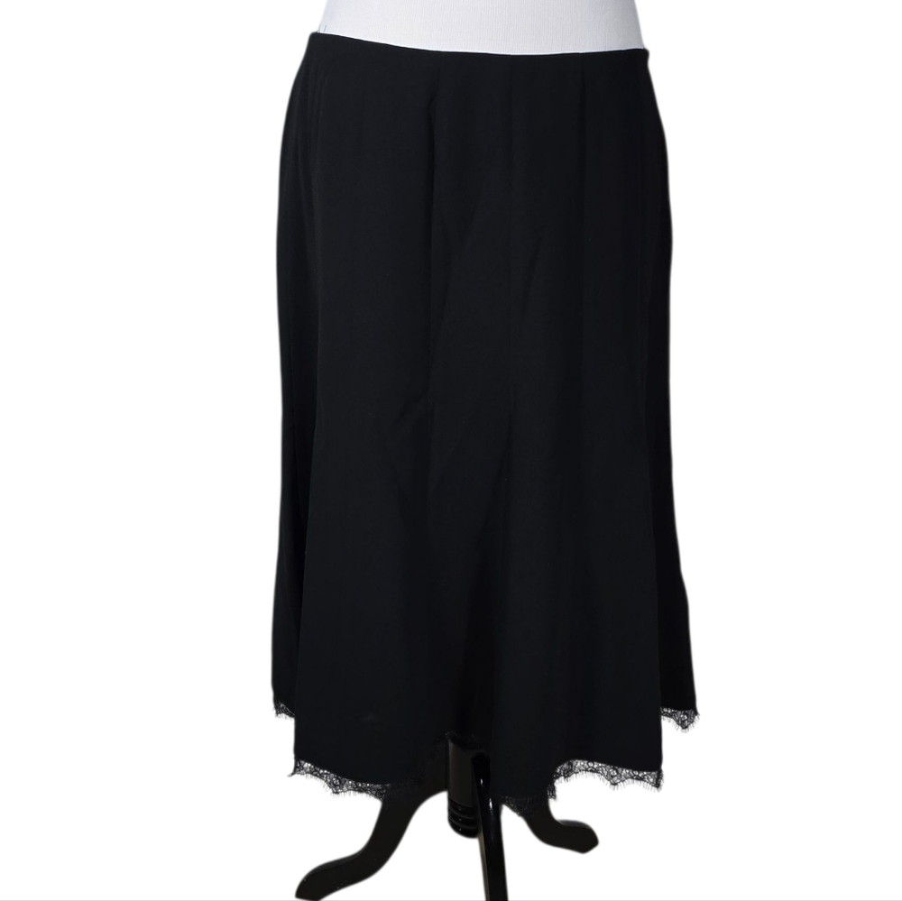 Kasper Size 16 Black Midi Lined Skirt with Lace Trim